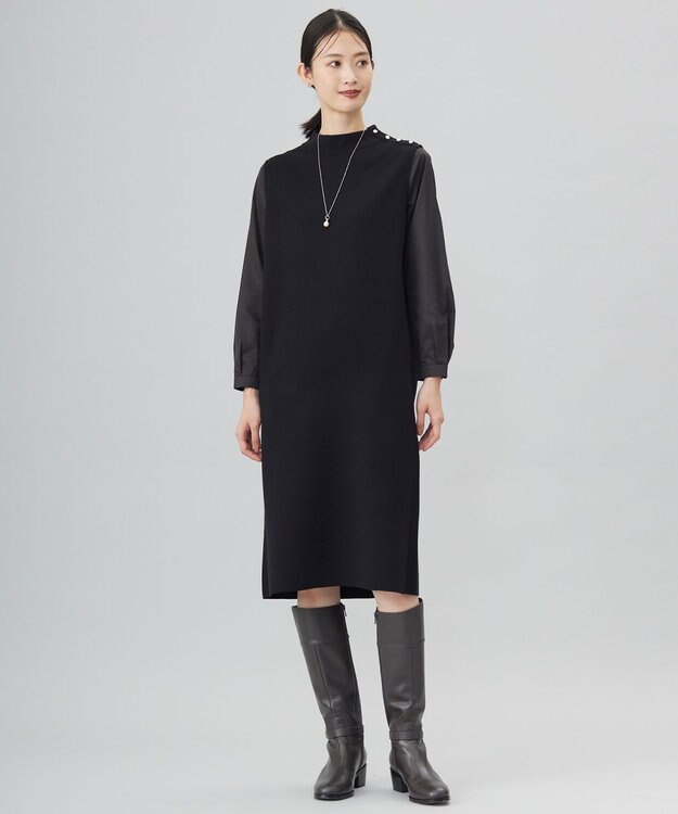 J.PRESS LADIES リングデザインパール ネックレス シルバー系