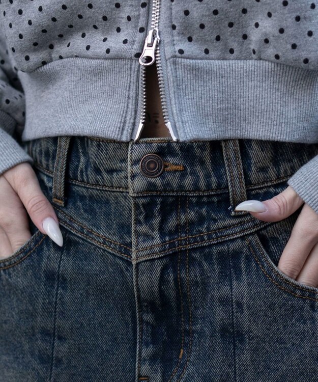 WEGO デニムプリーツミニスカート デニム中濃加工色