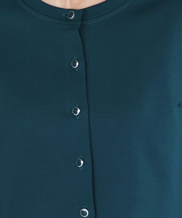 Tiaclasse 【小倉優子さん着用・洗える・接触冷感・汗ジミ防止】“サマさまカットソー”フレームボタンカーディガン ターコイズ