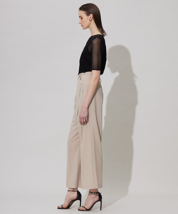 ICB 【接触冷感・UVカット・洗える】 T/Rドライリネン ワイドストレートパンツ ベージュ系