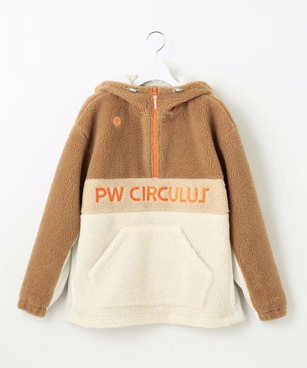 PW CIRCULUS 【WOMEN】【撥水/防風】ボア ハーフジップ フーデッド プルオーバー ベージュ系