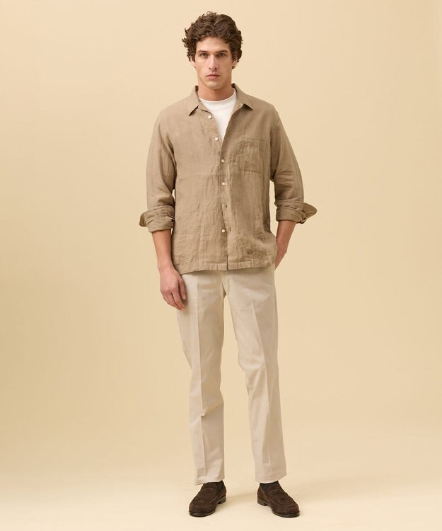 J.PRESS MEN 【LIBECO】リネンオープンカラー シャツ ベージュ系