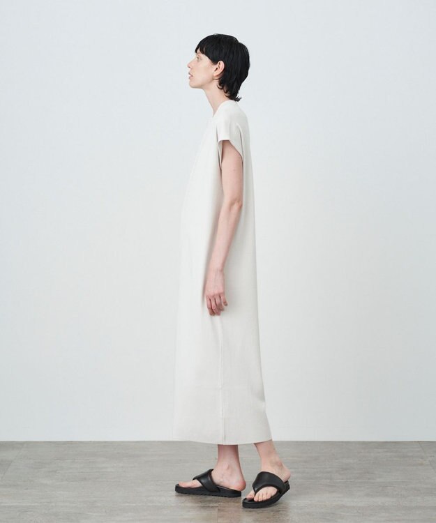 ATON 50/2 NATURAL DYE ORGANIC COTTON | バンドカラードレス BLACK