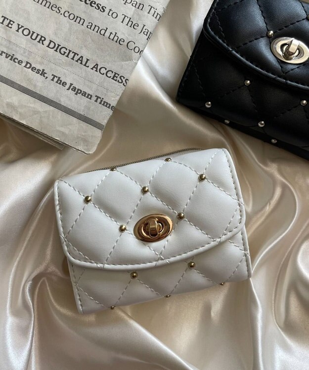 WEGO スタッズキルティングウォレット ホワイト