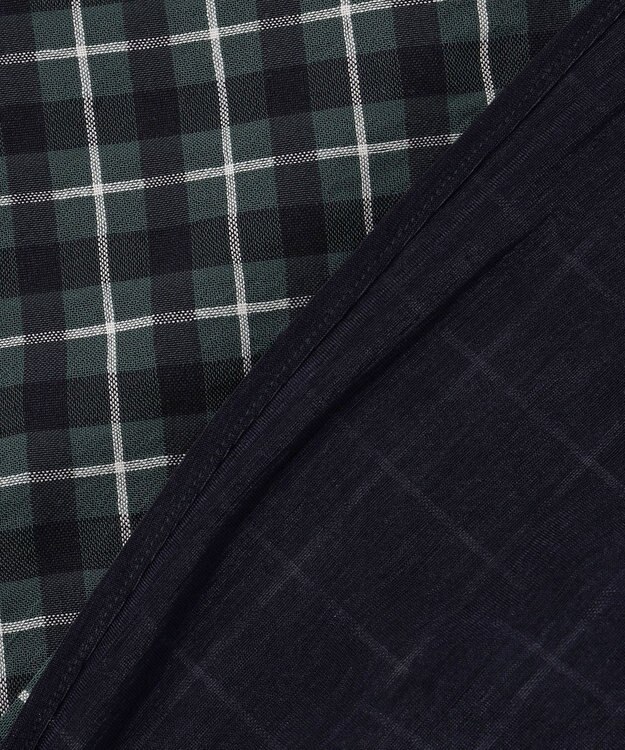 J.PRESS LADIES L シズルチェック バンドカラー カットソー ダークグリーン系