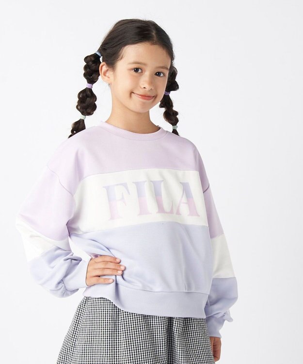 OP／FILA 【FILA】パステルカラークルーネックスウェット/キッズ ラベンダー