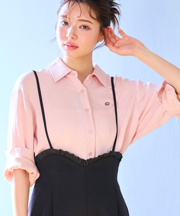 Feroux ナチュラルタッチ 楊柳 シャツ ピンク系