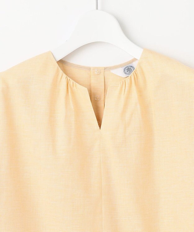 J.PRESS LADIES S 【洗える・吸水】 BEZピンチェック キーネック ブラウス イエロー系3
