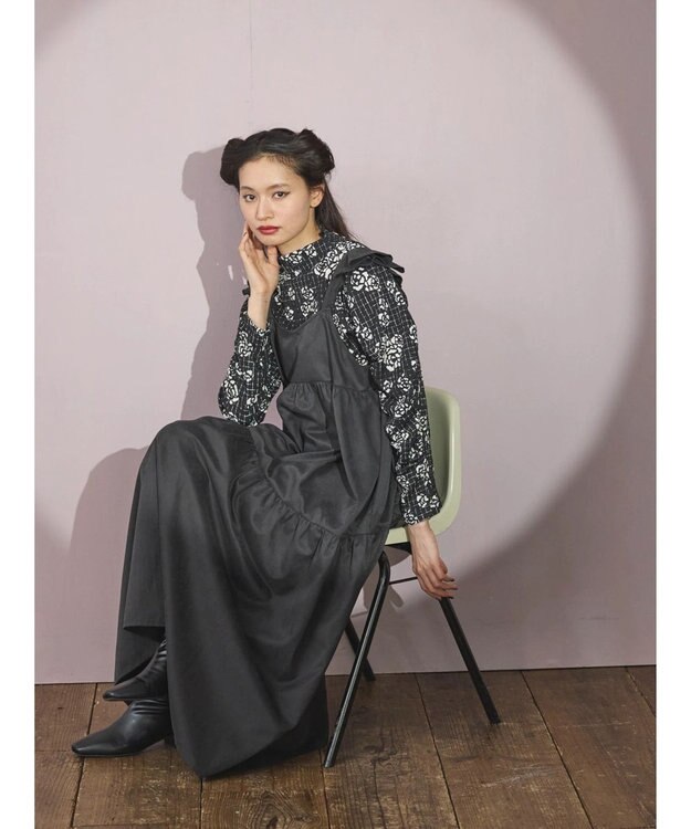 Green Parks ■ＥＳＣＡＲ　フリルキャミティアードワンピース Black