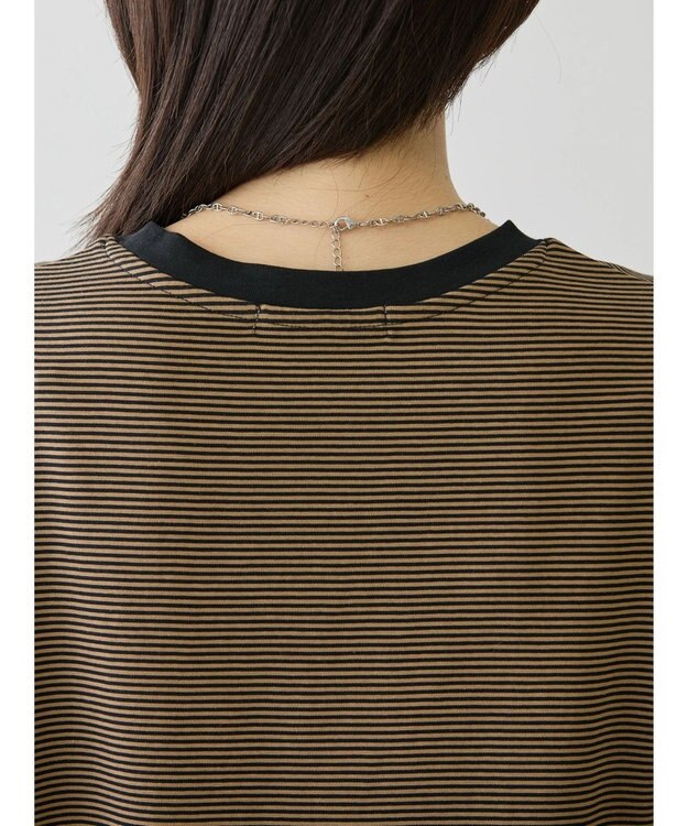 AMERICAN HOLIC 刺繍ロゴボーダープルオーバー Mocha