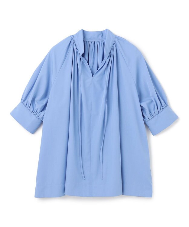 UNFILO L 2WAYギャザーブラウス サックス