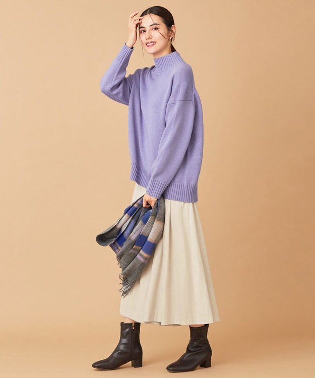 ANY ラムウールバックテイルニット ラベンダー