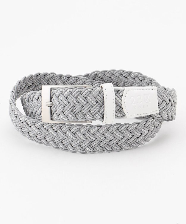 23区GOLF 【MEN】メランジラインメッシュベルト ライトグレー系