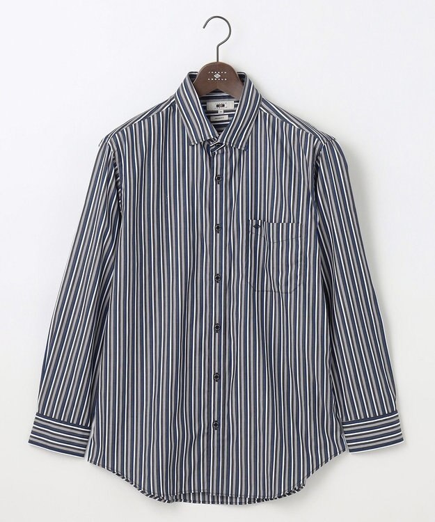 JOSEPH ABBOUD 【キングサイズ・オーガニックコットン・柔らかな肌触り】カラーストライプ シャツ ネイビー系1