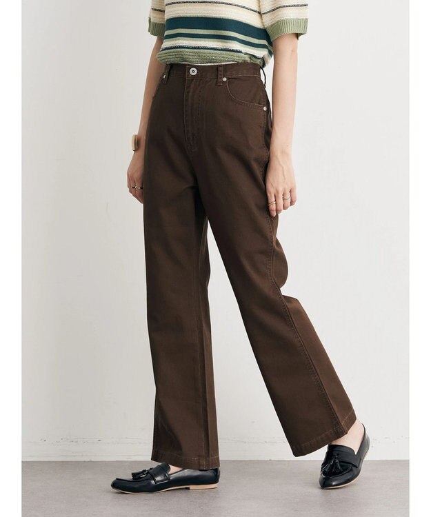 earth music&ecology カラーフレアパンツ Dark Brown