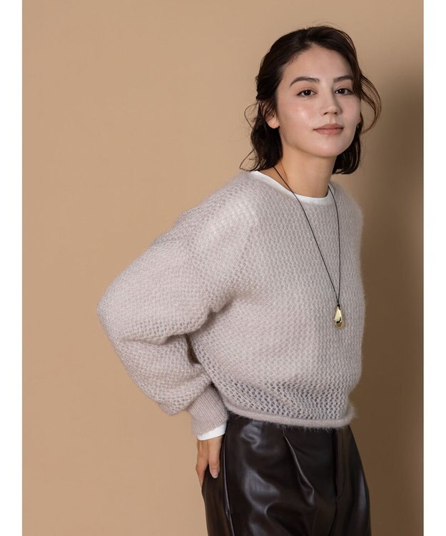 Te chichi 【泉 里香さん着用・Oggi.jp10/23掲載】キャットヤーンメッシュニット グレー