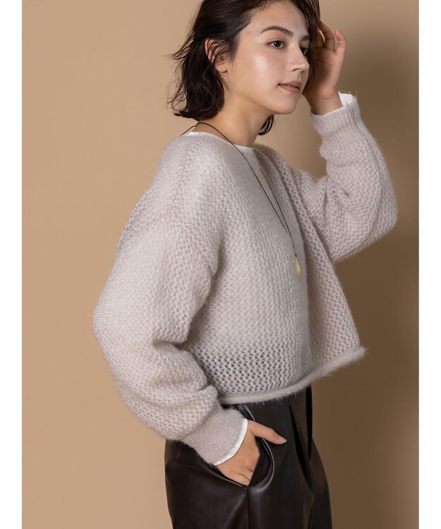 Te chichi 【泉 里香さん着用・Oggi.jp10/23掲載】キャットヤーンメッシュニット グレー