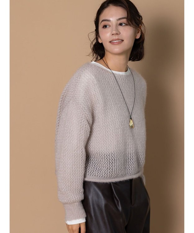 Te chichi 【泉 里香さん着用・Oggi.jp10/23掲載】キャットヤーンメッシュニット グレー
