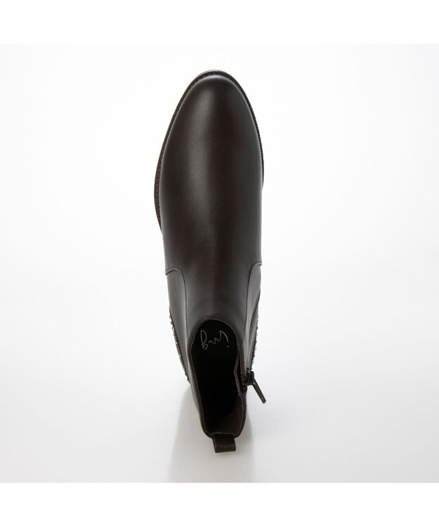 ing <ing>スタッズデザインショートブーツ ダークブラウン