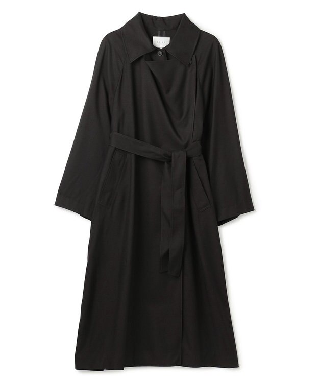 BEIGE， COBURN / シルク混ロングステンカラーコート Black