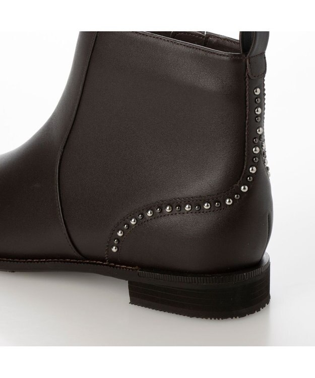 ing <ing>スタッズデザインショートブーツ ダークブラウン
