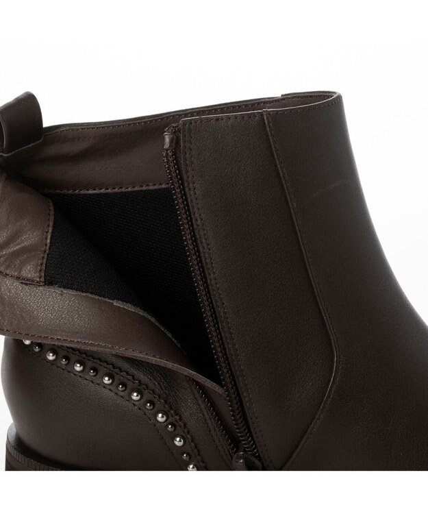 ing <ing>スタッズデザインショートブーツ ダークブラウン