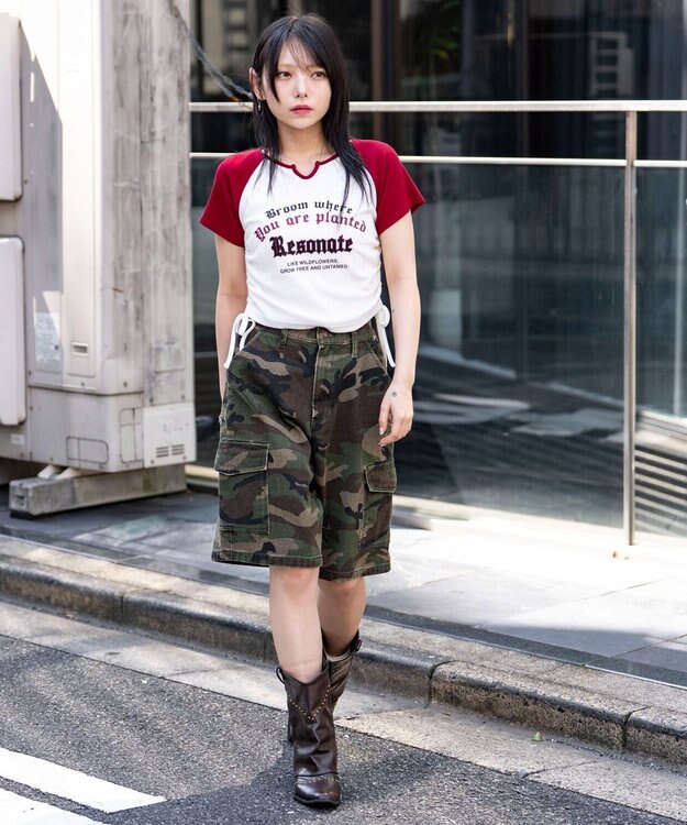 WEGO キーネックサイドレースアップちびT 柄7