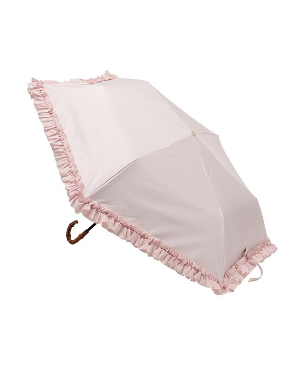 Maison de FLEUR 《晴雨兼用》遮光&UV CUT フリル折りたたみ傘 Pink
