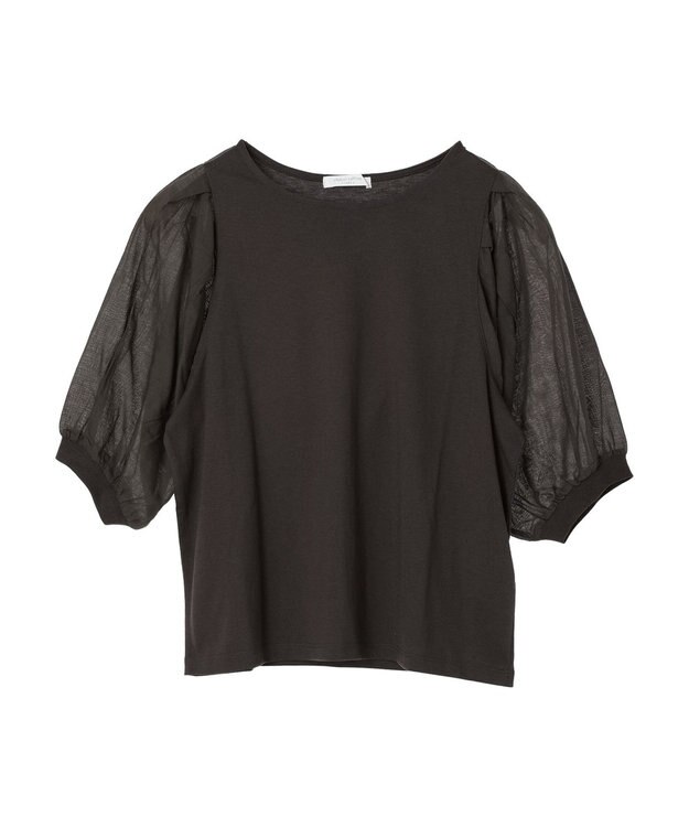 Green Parks 袖シアードッキング５分袖カットプルオーバー Brown