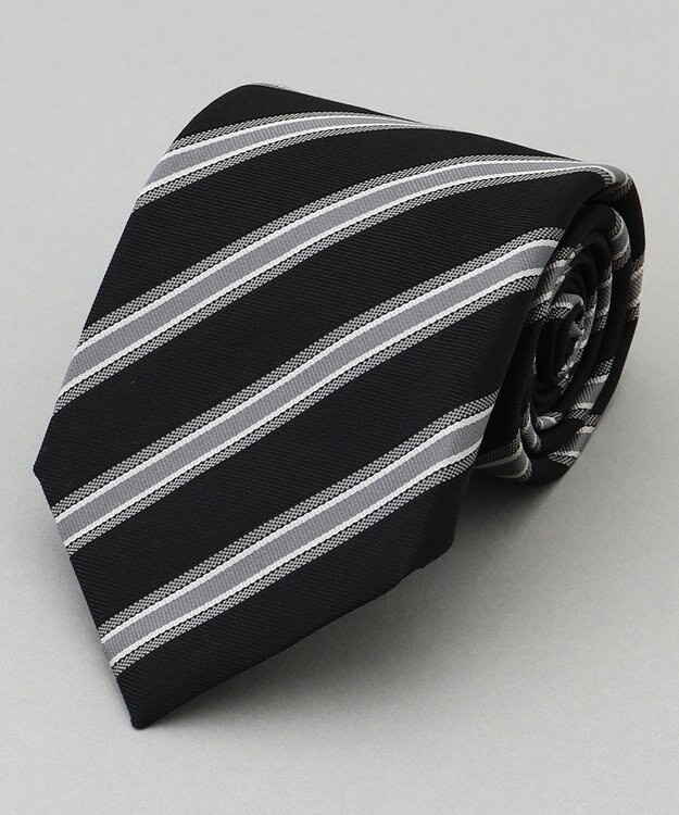 GOTAIRIKU  GOTAIRIKU別注【日本製】シルク ネクタイ_レジメンタル柄 ブラック×グレー