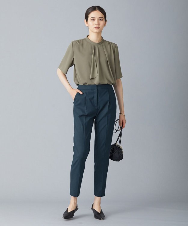 ICB 【新色追加・洗える】 ウールマットウース テーパードパンツ パイングリーン系