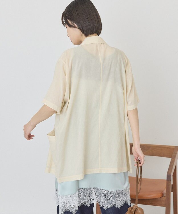 AMERICAN HOLIC 【接触冷感】シアーテーラード半袖ジャケット Ivory
