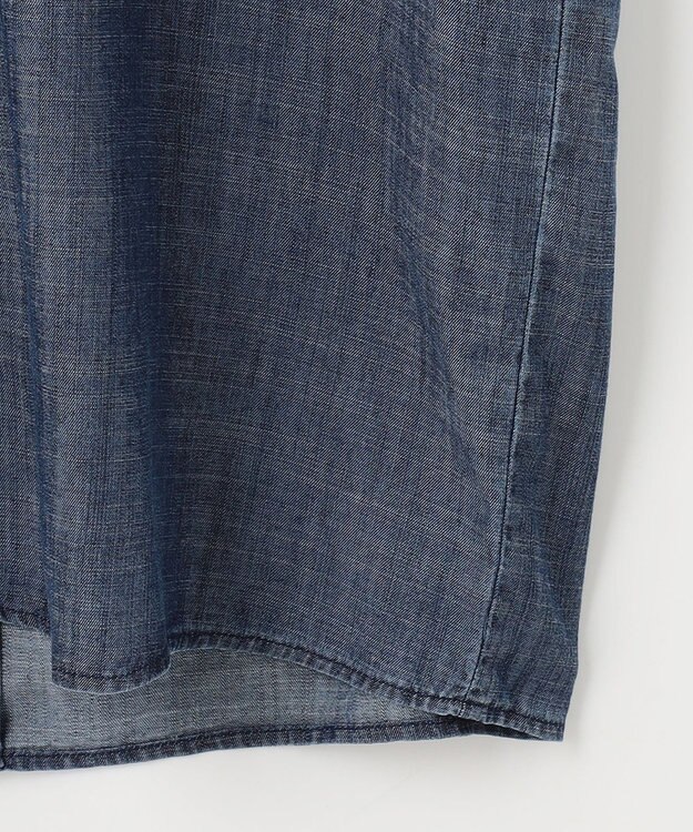 自由区 【洗える・XSサイズあり】テンセルリネンデニム ワンピース ネイビー系