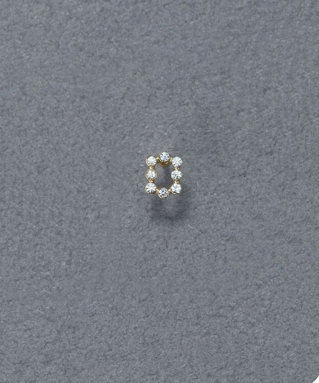 Phoebe 〈金属アレルギー対応〉タイニーレクタングルビジューピアス(片耳)　小粒/小さい/小さめ/セカンドホール ゴールド