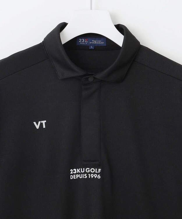 23区GOLF 【MEN】【吸水速乾】ポンチコンビ ポロシャツ ブラック系
