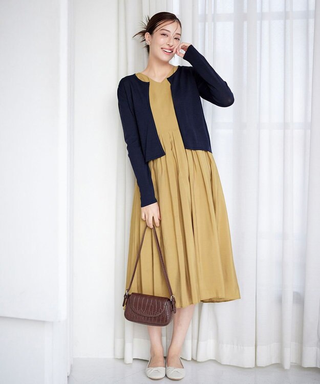 Tiaclasse 【洗える】長袖サマーニットカーディガン ネイビー