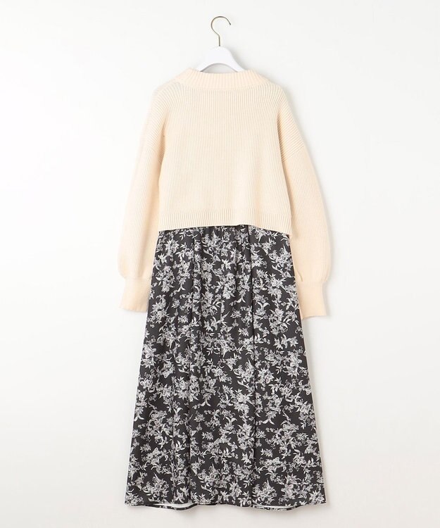 ANY SIS 【2SET】クロップドニットセット ワンピース ブラック×アイボリー