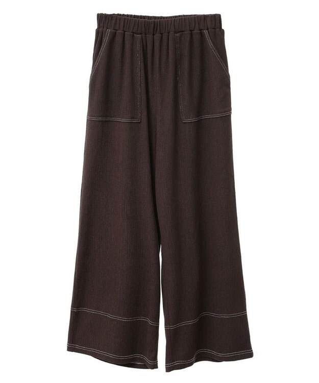 Green Parks 配色ステッチ楊柳イージーパンツ Brown