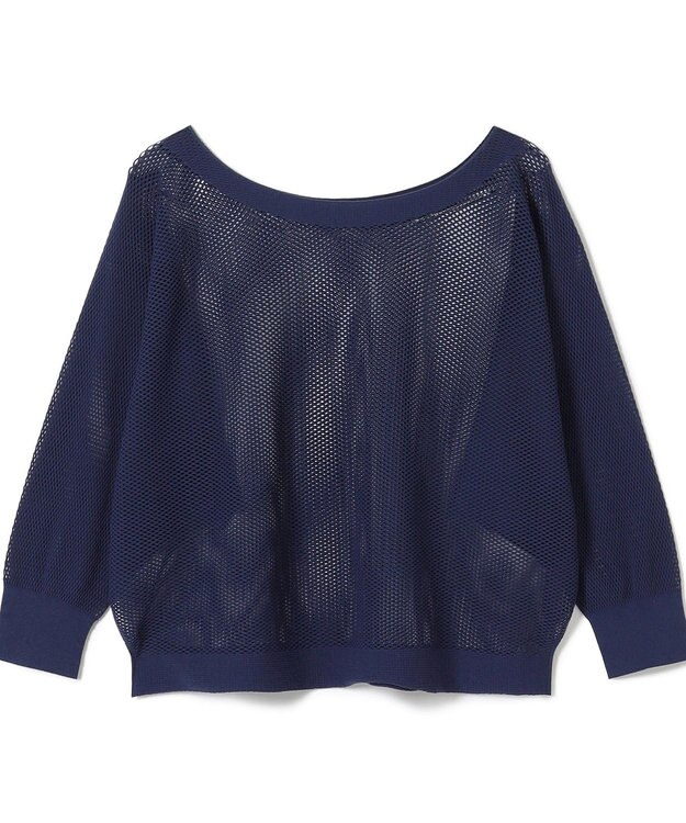 Chacott 【ノーソーイングニット】7分袖メッシュニットTシャツ ネイビー