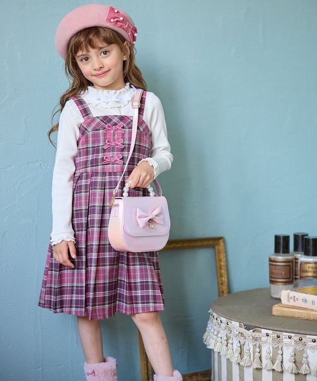 ANY KIDS リボンエナメル2WAY バッグ ピンク