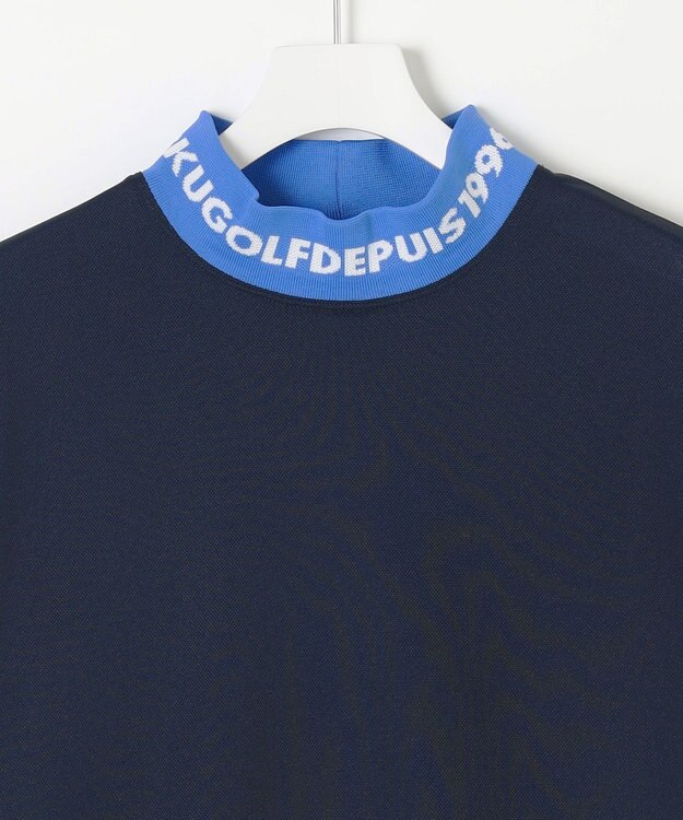 23区GOLF 【WEB限定】【MEN】【吸水速乾/UVケア】襟ロゴ モックネックシャツ ネイビー系