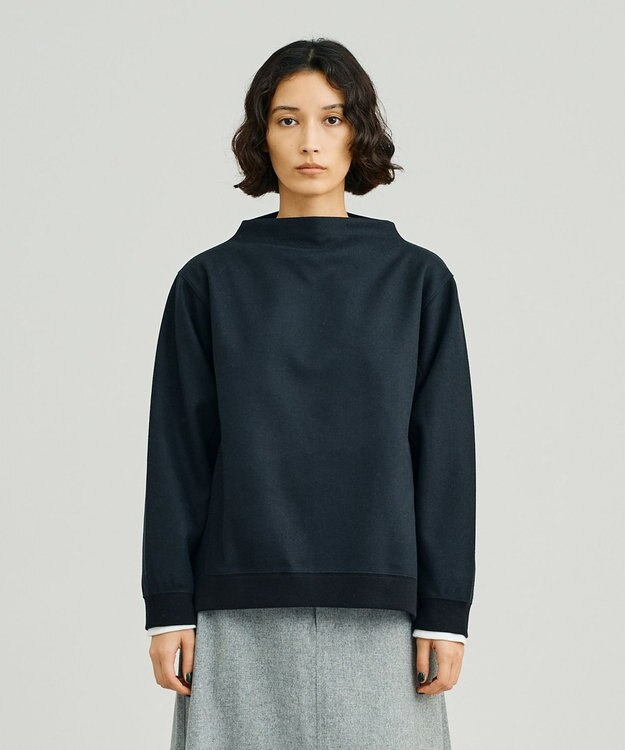 J.PRESS YORK STREET 【WOMEN】NEEDLE JERSEY ボトルネックプルオーバー ブラック系
