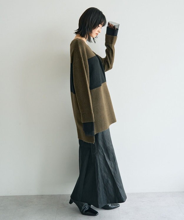 YECCA VECCA 袖レイヤードソフトニット Charcoal Gray