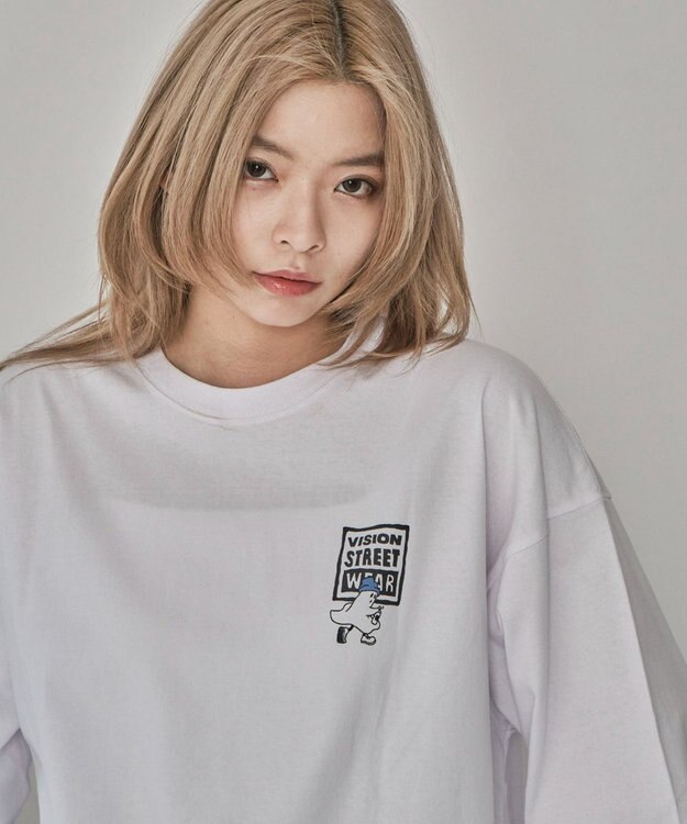 WEGO 【ユニセックス着用ITEM】別注VISIONゴーストスケータープリントT（LS） ホワイト