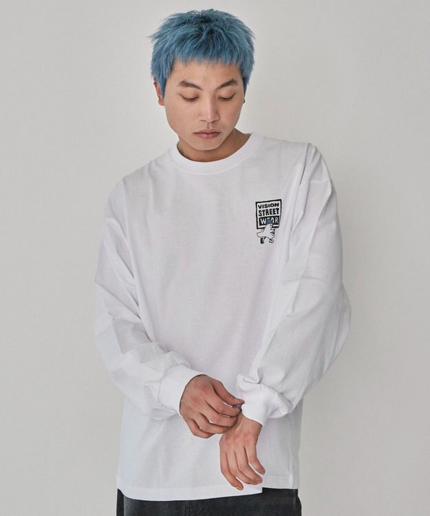 WEGO 【ユニセックス着用ITEM】別注VISIONゴーストスケータープリントT（LS） ホワイト