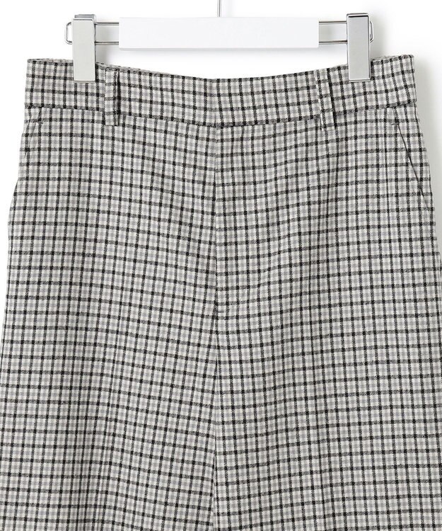 23区 L ウールミルドストレッチチェック ワイドパンツ モノトーンチェック