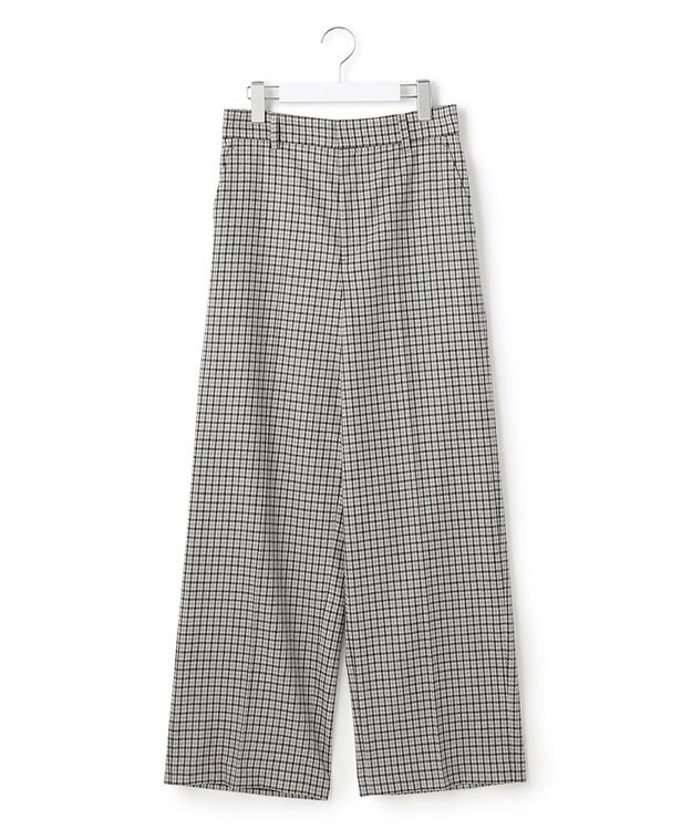 23区 L ウールミルドストレッチチェック ワイドパンツ モノトーンチェック