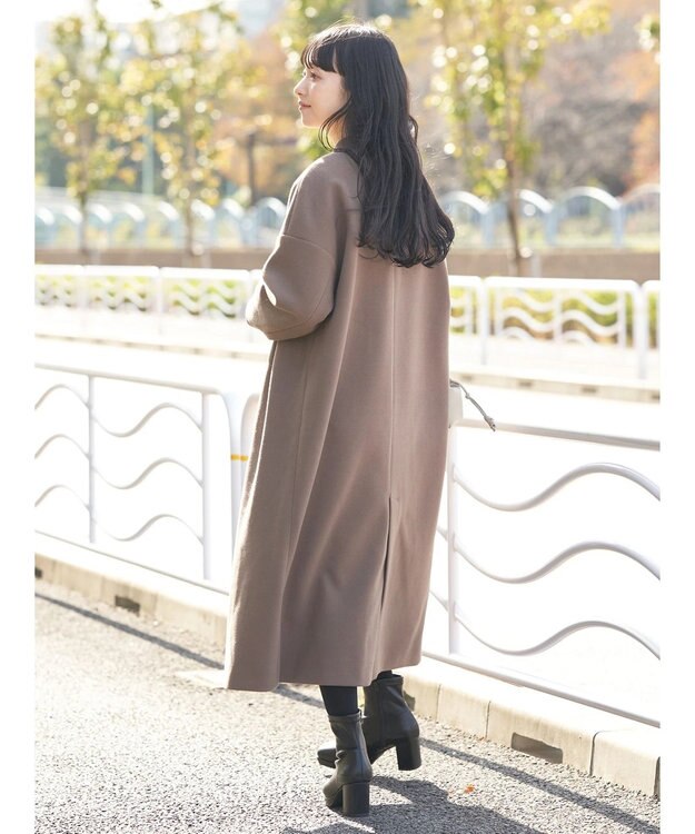 earth music&ecology Ｖネックノーカラーコート Brown