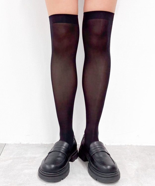 WEGO シアーニーハイソックス ブラック