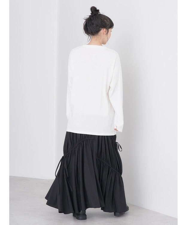 earth music&ecology ドロストギャザーフレアスカート Black